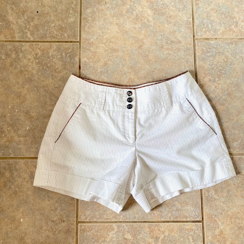 White House Black Market White Pinstriped Shorts